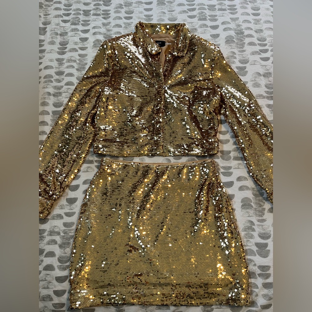 Gold Sequin Matching Set